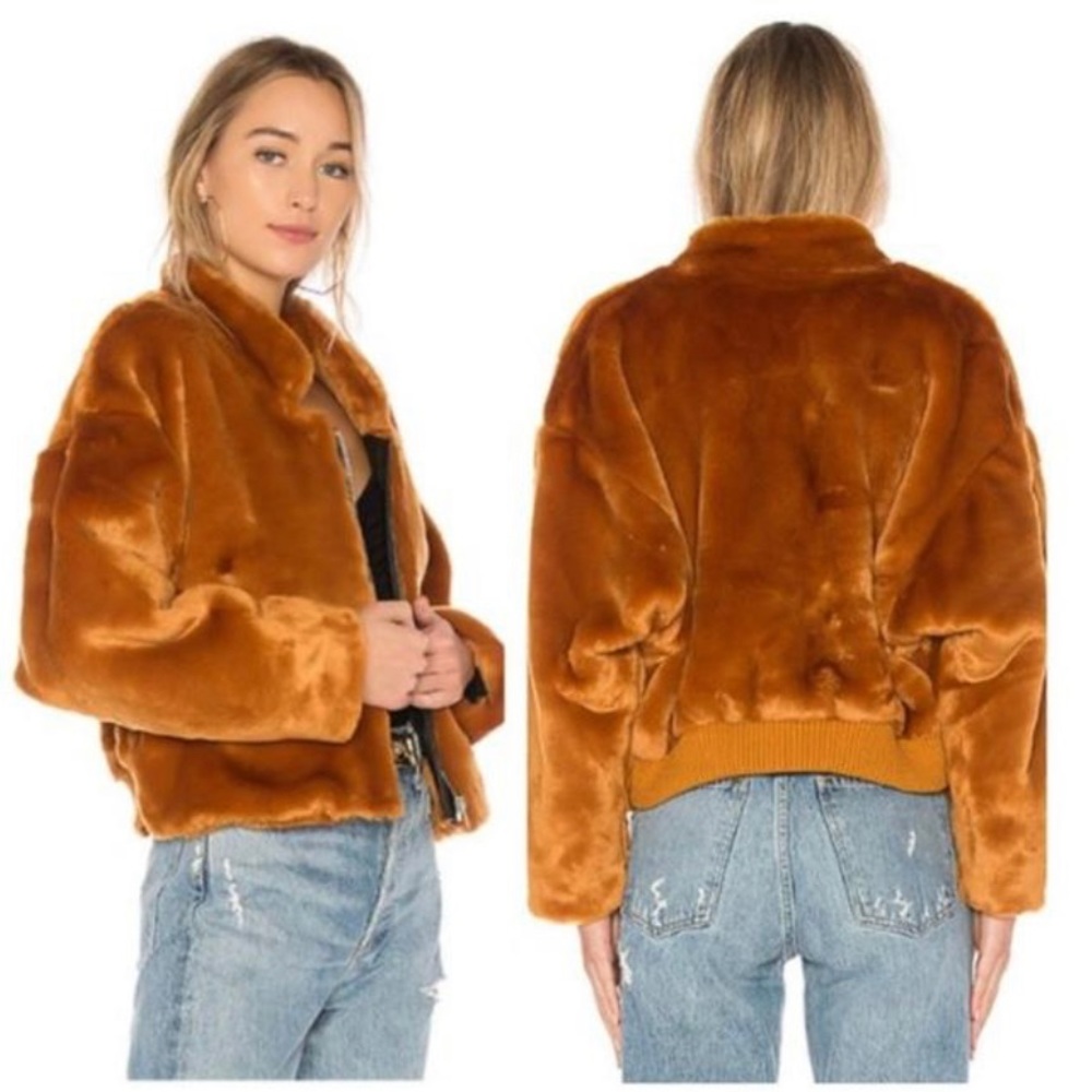 Free People Furry Bomber Jacket